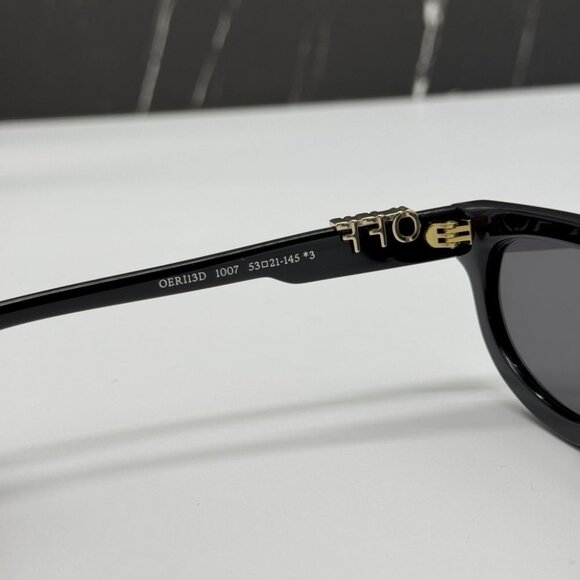 NEW OFF-WHITE OERI13D SPARKS 1007 SUNGLASSES WOMEN ROUND BLACK EYEWEAR